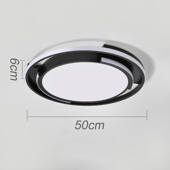 Circular Design Dimmable LED Black Nordic Ceiling Light Flush Mount Lamp