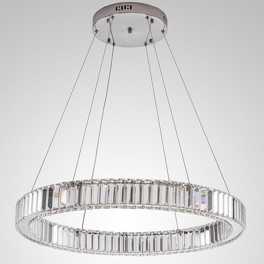 Luxury 1-Light Ring Shaped Wagon Wheel Crystal LED Chandelier – Gold Finish