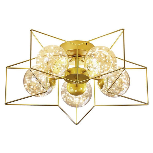 5-Light Five-Pointed Star LED Modern Flush Mount Ceiling Light