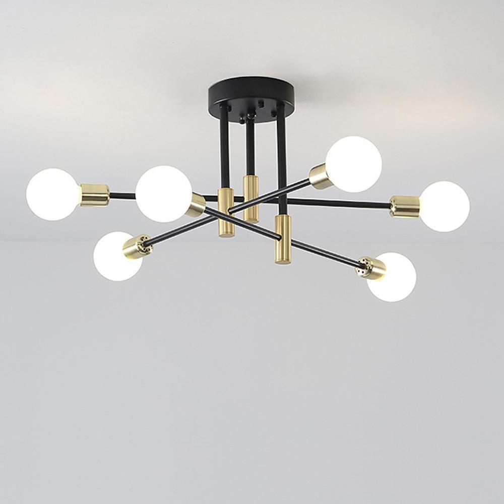 6-Light LED Sputnik Design Nordic Semi-Flush Mount Lighting Chandelier