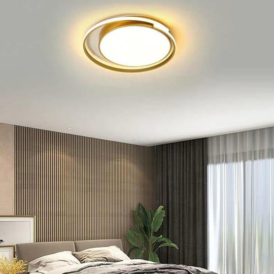 Black/Gold Circular Minimalist LED Flush Mount Ceiling Light