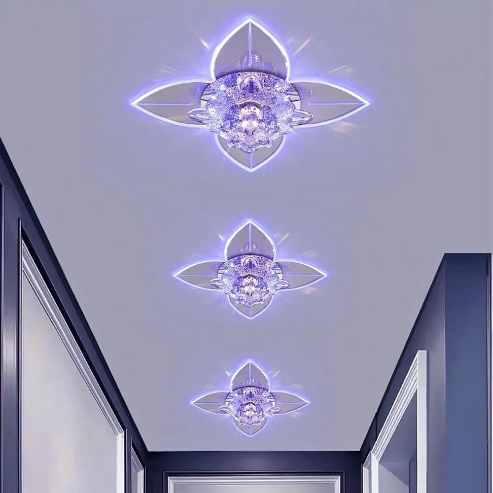 4-Pointed Classic Star LED Multi-Color Crystal Modern Flush Mount Ceiling Light