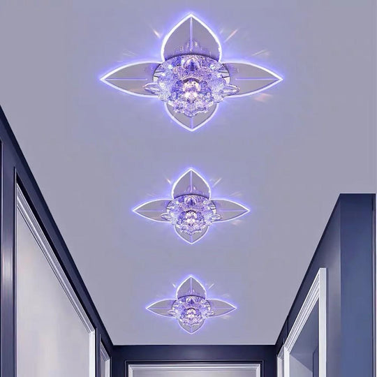 4-Pointed Classic Star LED Multi-Color Crystal Modern Flush Mount Ceiling Light