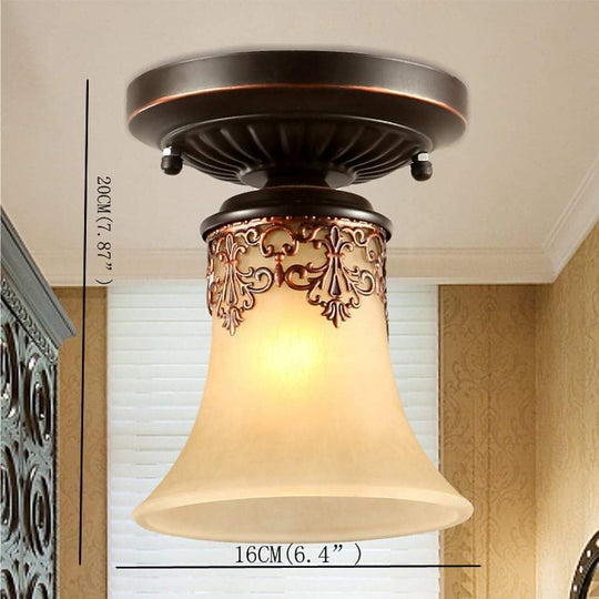 5-Light Bending Metal Bar Upside Down Glass Shade Vintage Chandelier Ceiling Light