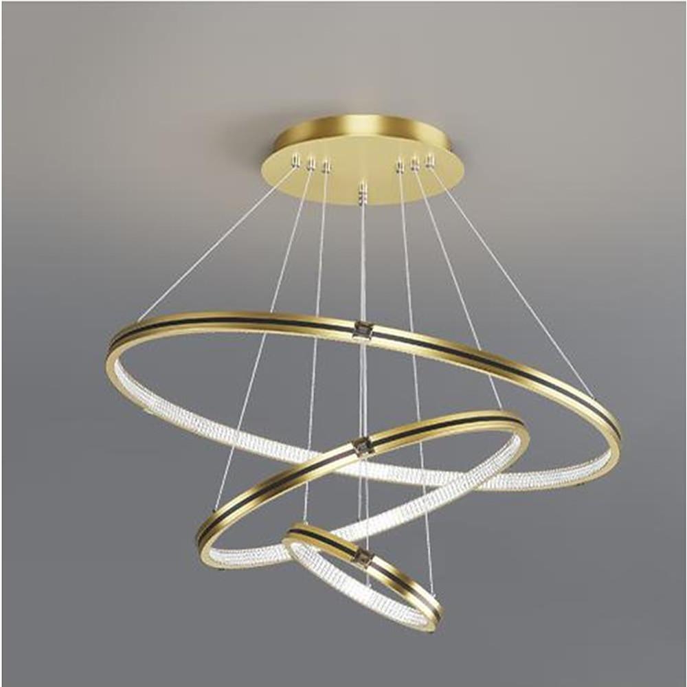 Stylish 3 Rings LED Chandelier – Gold & Black Finish