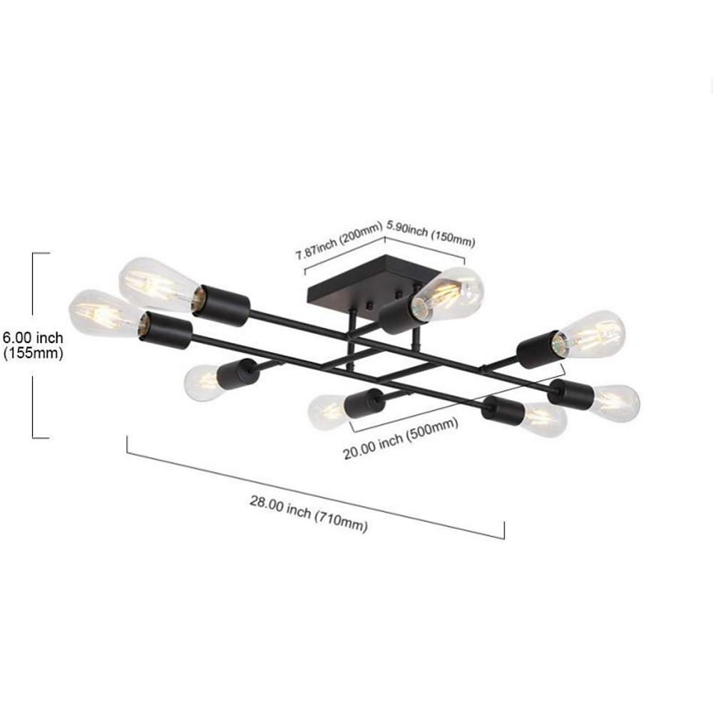 8-Light Antique Brass Vintage LED Semi-Flush Mount Ceiling Light