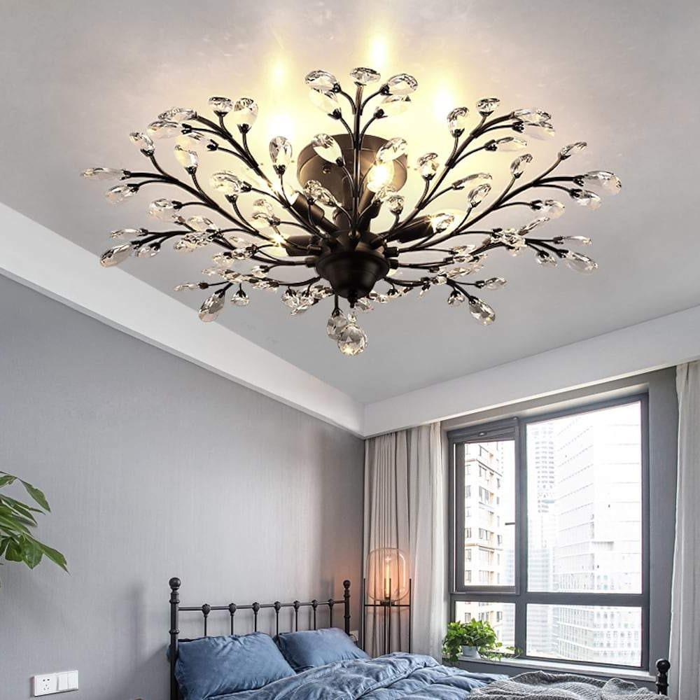 Unique Contemporary Crystal Flower Chandelier for Living Room