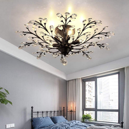 Unique Contemporary Crystal Flower Chandelier for Living Room