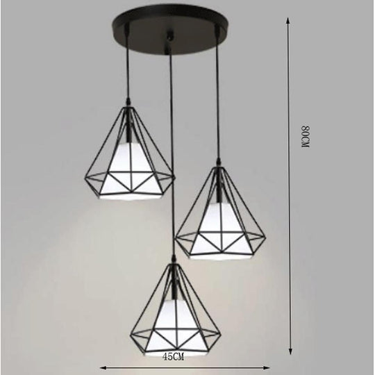 Geometrical Lantern Classic Island Pendant Light Metal Fabric Ceiling Light