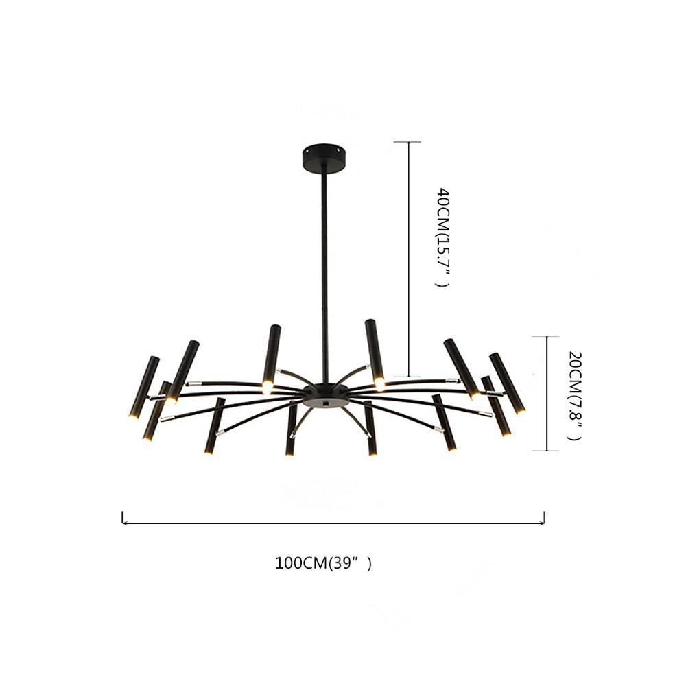 Linear Sputnik 12-Light LED Chandelier – Black Metal Modern Hanging Light