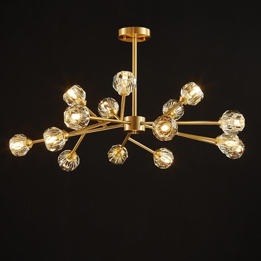 15-Light LED Crystal Copper Modern Sputnik Chandelier