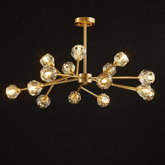 15-Light LED Crystal Copper Modern Sputnik Chandelier