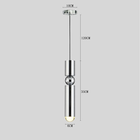 Elongated Cylindrical Electroplated Metal LED Pendant Light