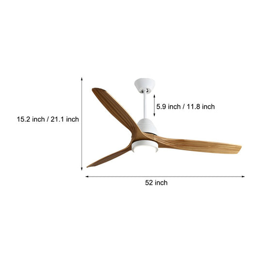 52-Inch Nordic Wooden Ceiling Fan Light with Remote Control