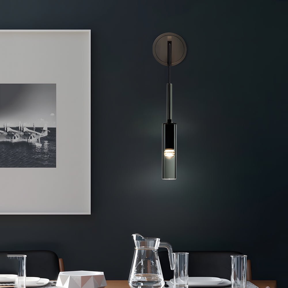 Nordic Copper Finish Wall Sconce with Suspended Glass Shade