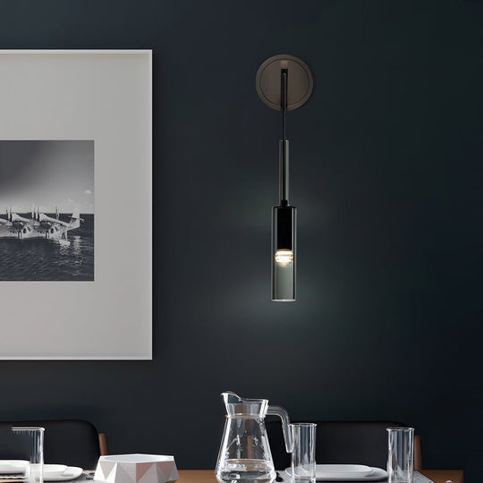 Nordic Copper Finish Wall Sconce with Suspended Glass Shade