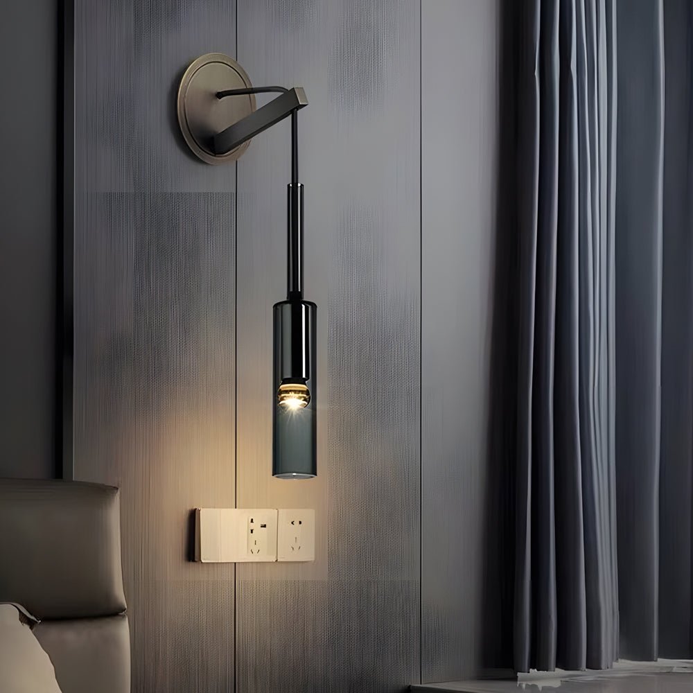 Nordic Copper Finish Wall Sconce with Suspended Glass Shade