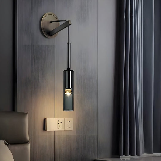 Nordic Copper Finish Wall Sconce with Suspended Glass Shade