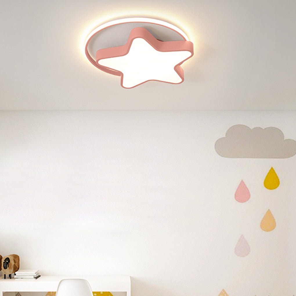 Nordic Creative Five-pointed Star Design Three-Color Dimming LED Ceiling Lamp