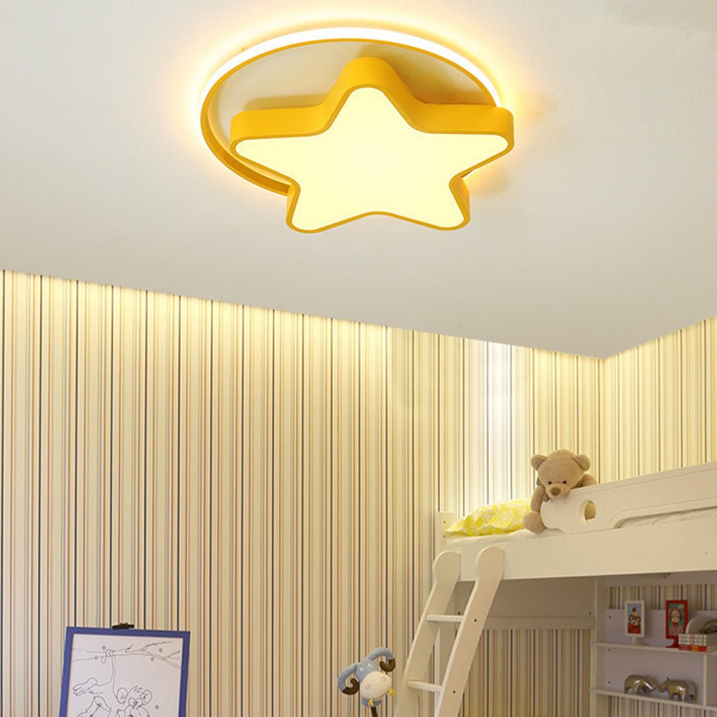 Nordic Creative Five-pointed Star Design Three-Color Dimming LED Ceiling Lamp