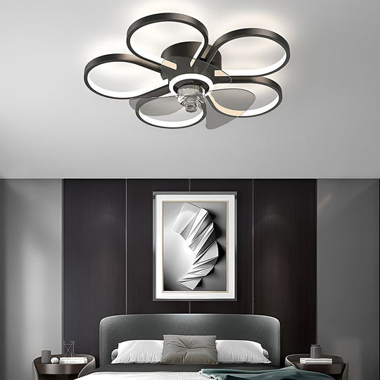 Nordic Flower LED Ceiling Fan Lamp with Flush Mount