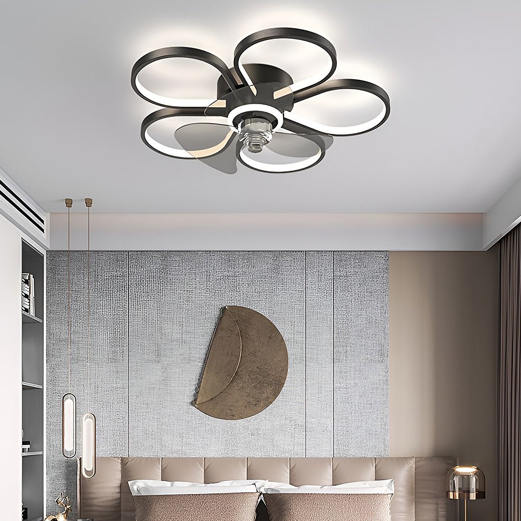Nordic Flower LED Ceiling Fan Lamp with Flush Mount