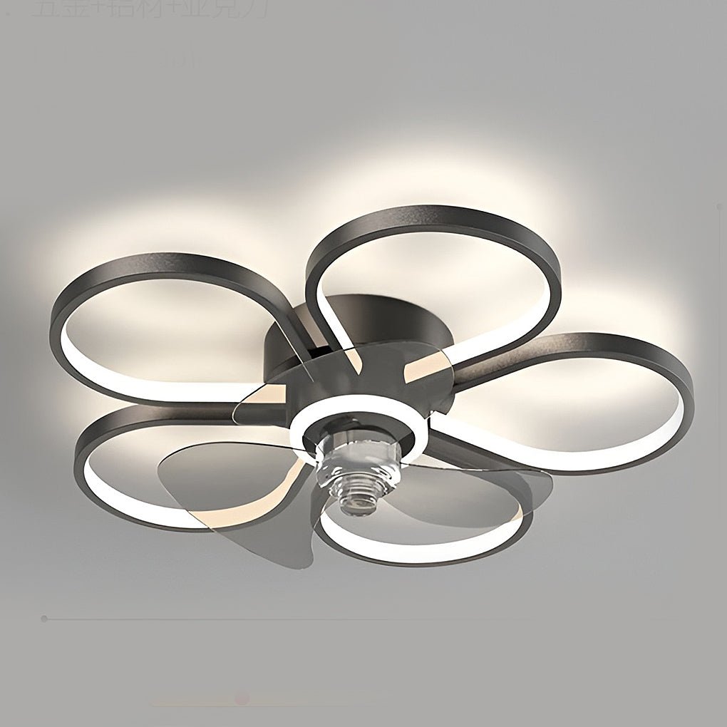 Nordic Flower LED Ceiling Fan Lamp with Flush Mount