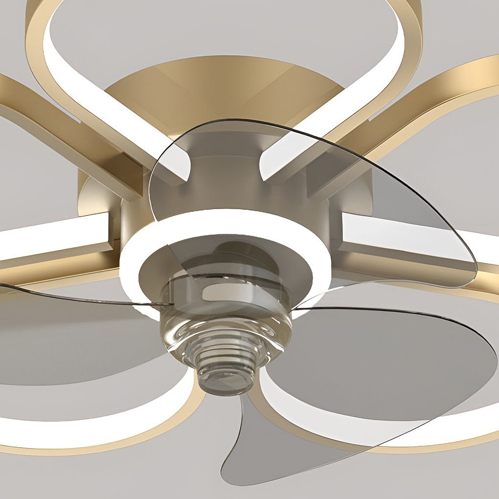 Nordic Flower LED Ceiling Fan Lamp with Flush Mount