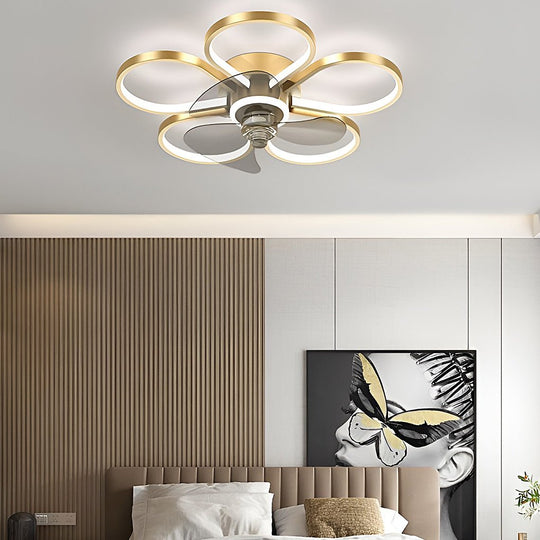 Nordic Flower LED Ceiling Fan Lamp with Flush Mount