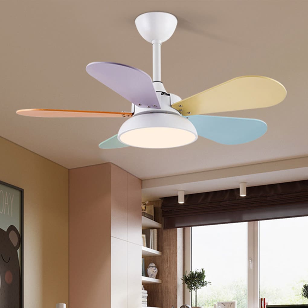 Nordic Cartoon Reversible Kids Ceiling Fan with LED Light