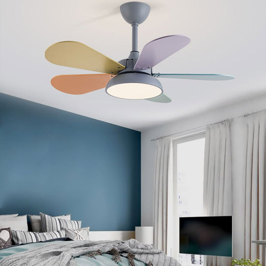 Nordic Cartoon Reversible Kids Ceiling Fan with LED Light