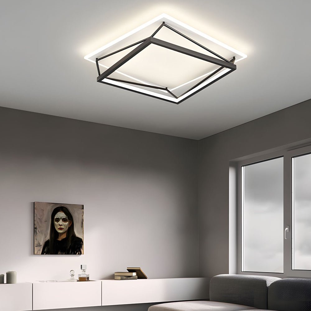 Nordic Geometric Black LED Flush Mount Ceiling Light