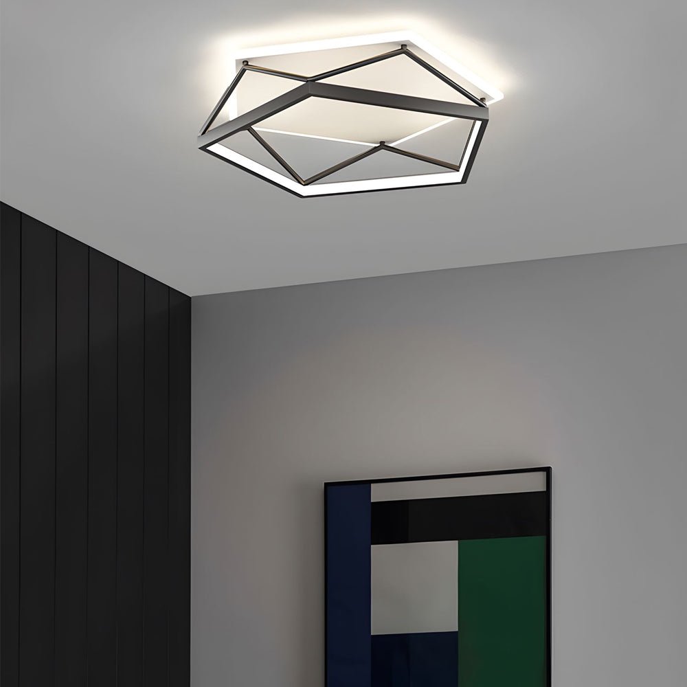 Nordic Geometric Black LED Flush Mount Ceiling Light