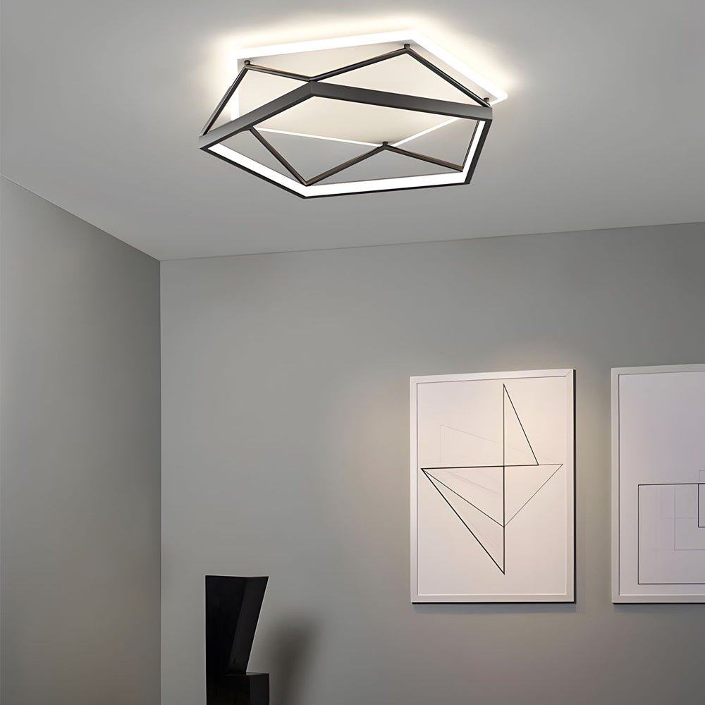 Nordic Geometric Black LED Flush Mount Ceiling Light