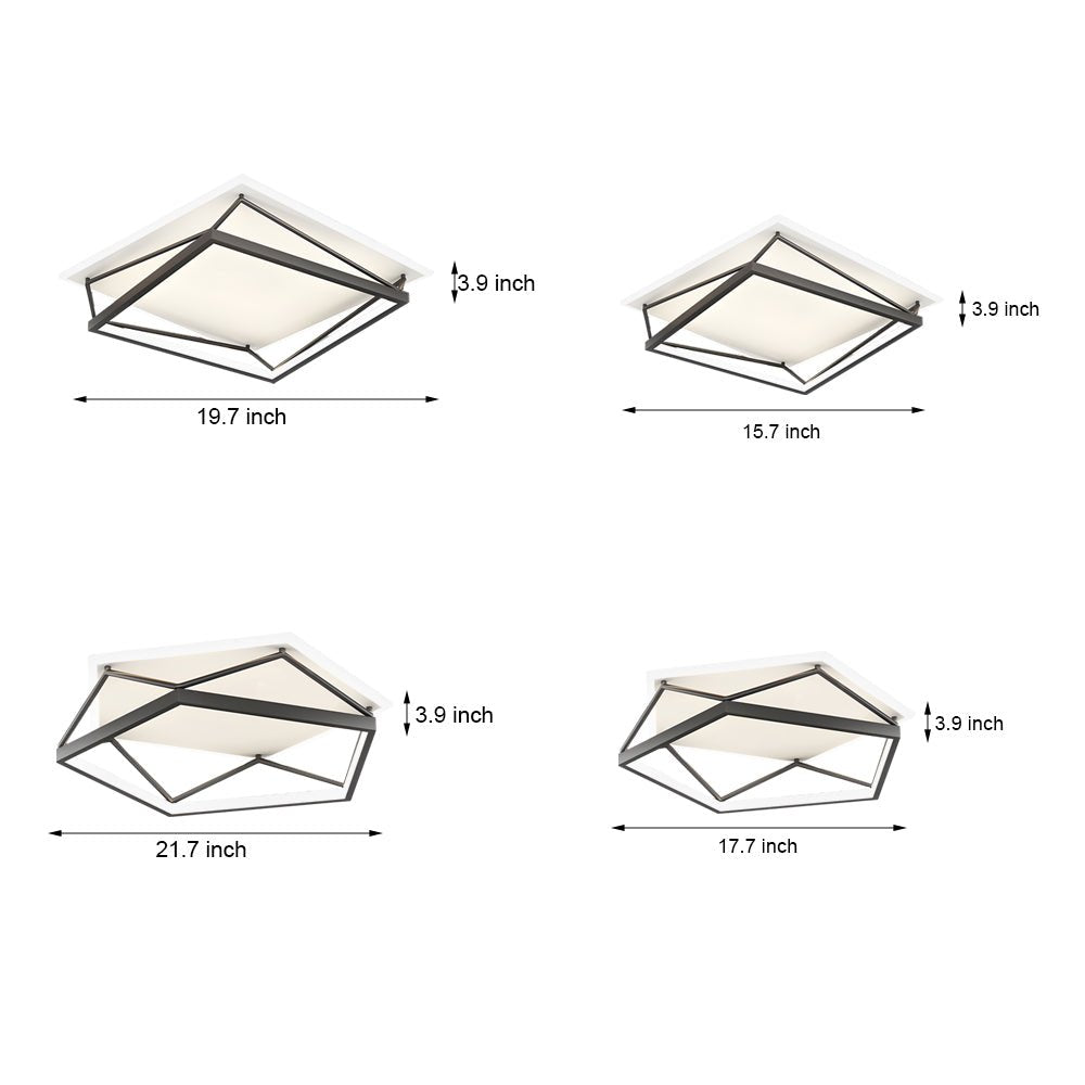 Nordic Geometric Black LED Flush Mount Ceiling Light