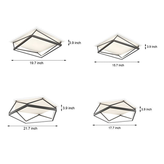 Nordic Geometric Black LED Flush Mount Ceiling Light