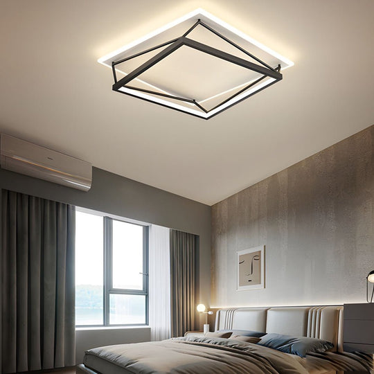 Nordic Geometric Black LED Flush Mount Ceiling Light