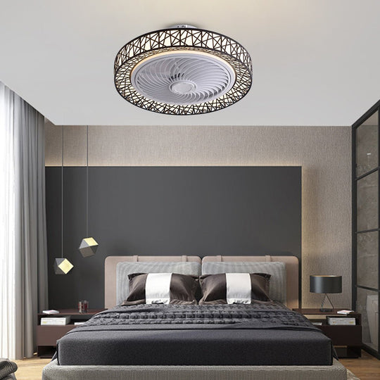 Nordic Hollow Bladeless LED Ceiling Fan Lamp with Dimming