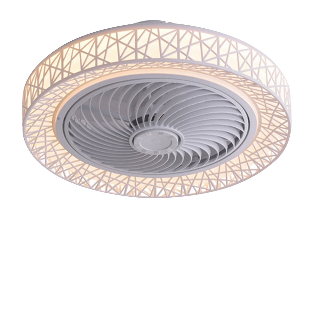 Nordic Hollow Bladeless LED Ceiling Fan Lamp with Dimming