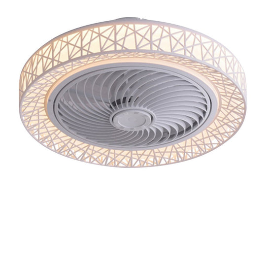 Nordic Hollow Bladeless LED Ceiling Fan Lamp with Dimming