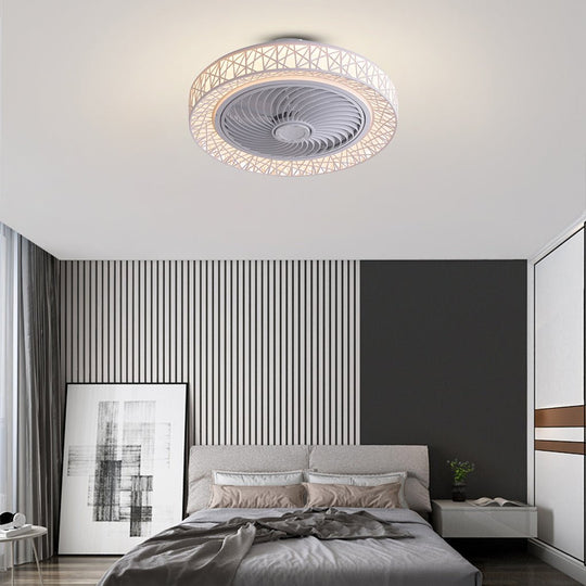 Nordic Hollow Bladeless LED Ceiling Fan Lamp with Dimming