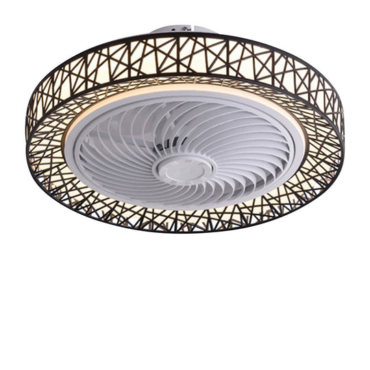 Nordic Hollow Bladeless LED Ceiling Fan Lamp with Dimming