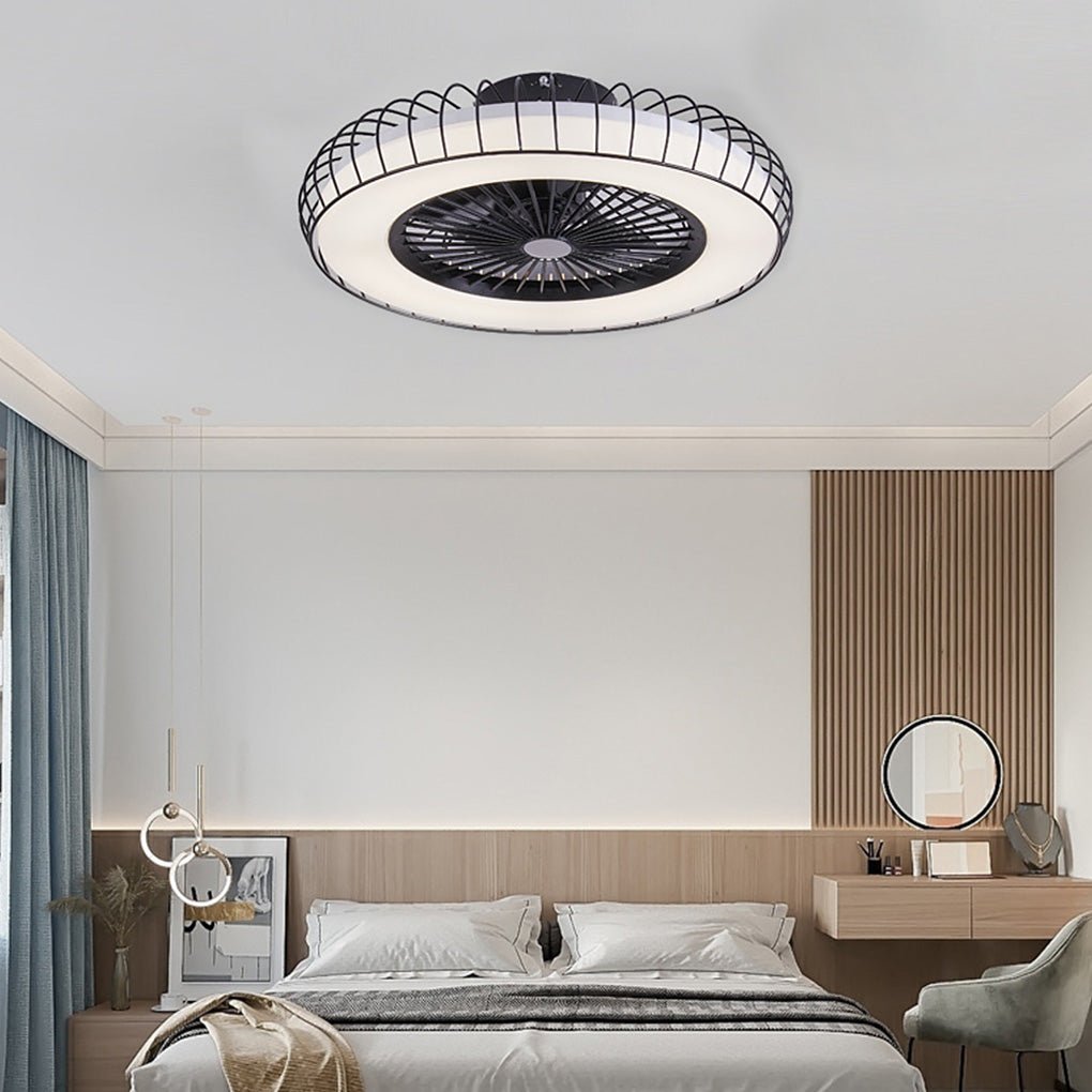 Nordic Bladeless Ceiling Fan with Stepless Dimming LED Light