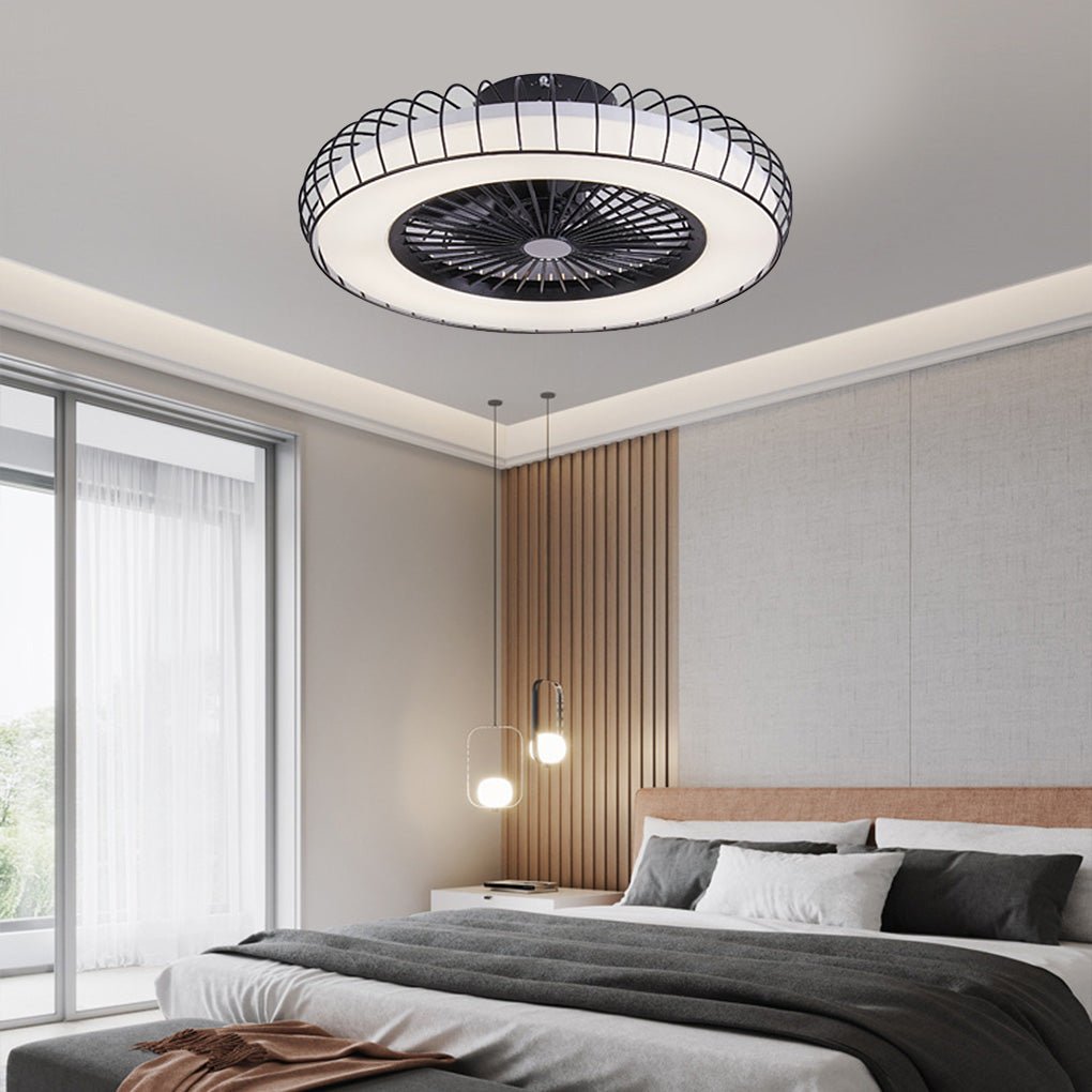 Nordic Bladeless Ceiling Fan with Stepless Dimming LED Light