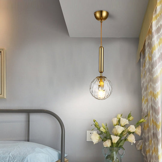 Nordic Minimalist Water Pattern Glass LED Pendant Light for Bedroom, Bedside, or Bar