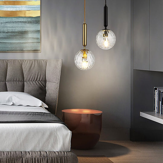 Nordic Minimalist Water Pattern Glass LED Pendant Light for Bedroom, Bedside, or Bar