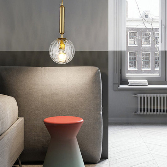 Nordic Minimalist Water Pattern Glass LED Pendant Light for Bedroom, Bedside, or Bar