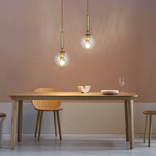 Nordic Minimalist Water Pattern Glass LED Pendant Light for Bedroom, Bedside, or Bar