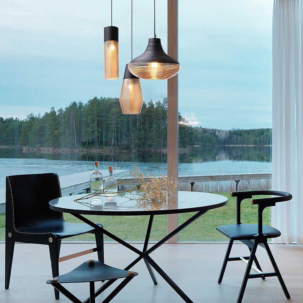 Nordic Modern Minimalist Spiral Pattern Glass Chandelier for Café, Bedside, or Bar