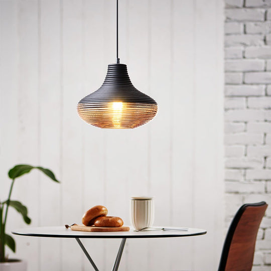 Nordic Modern Minimalist Spiral Pattern Glass Chandelier for Café, Bedside, or Bar